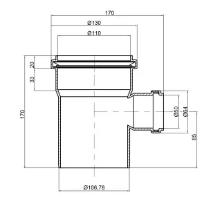 Трійник каналізаційний TA Sewage 110х50х110, 90° №2