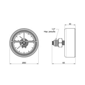 Термоманометр Icma 1/2" 0-6 бар, заднє підключення №259 №2