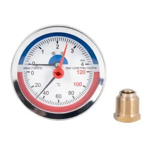 Термоманометр Thermo Alliance Standart 80 мм 1/2", заднее подключение SD1734B №4