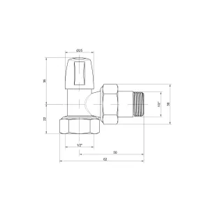 Кран радіаторний Icma 1/2" кутовий без ручки №805 №2