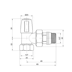 Кран радиаторный Icma 1/2" с антитечкой угловой без ручки №805+940 №2