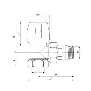 Кран радіаторний Icma 1/2" з антипротіканням кутовий №803+940 №2