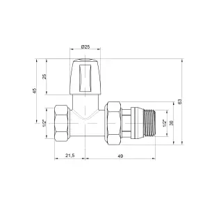 Кран радіаторний Icma 1/2" з антипротіканням прямий без ручки №815+940 №2
