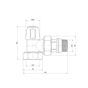Кран радиаторный Icma 3/4" с антитечкой угловой без ручки №805+940 №5