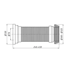 Гнучка труба для унітаза Lidz (WHI) 60 01 G001 01 довжина 450 мм №2