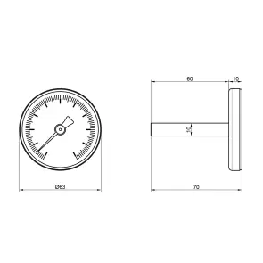 Термометр Thermo Alliance Standart 120°С 63 мм 1/2", заднее подключение SD17450MM №2