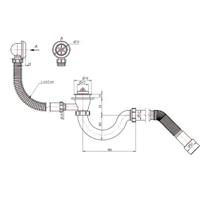 Сифон для ванны Lidz (WHI) 60 03 V001 00 прямоточный (выход 50 мм) №2