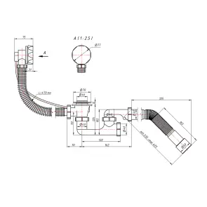 Сифон для ванны Lidz (WHI) 60 03 V002 01 с ревизией (выход 50 мм) №2