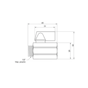 Кран кульовий Thermo Alliance Standart "Mini" 1/2" ВЗ SD188W15 №3