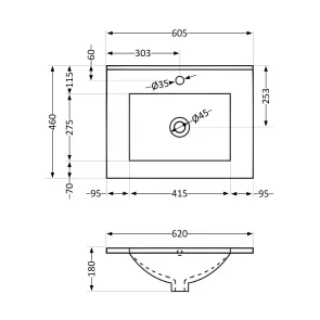 Раковина Qtap Albatross 620х460х180 White без донного клапана QT01113060CW1 №5