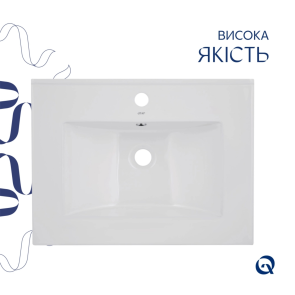 Комплект Albatross: Раковина врезная мебельная 620x460x180 мм, White, прямоугольная + Донный клапан Pop-up PU02O №4