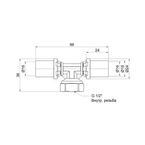 Трійник прес Icma 16х1/2"х16 ВР №408 №2