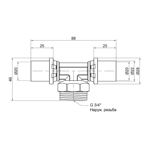 Трійник прес Icma 20х3/4"х20 ЗР №407 №3