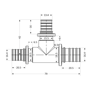 Тройник натяжной Icma №1039 d20х16х20 851039GWBOGW05 №4