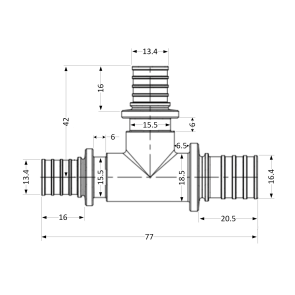 Трійник натяжний Icma №1039 d20х16х16 851039GWBOBO0 №4