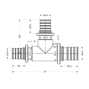 Тройник натяжной Icma №1039 d20х20х16 851039GWGWBO05 №3