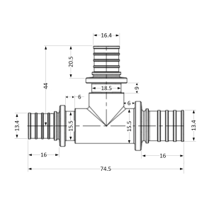 Трійник натяжний Icma №1039 d16х20х16 851039BOGWBO05 №4
