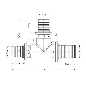 Трійник натяжний Icma №1039 d25х25х20 851039GXGXGW05 №3