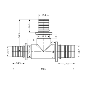 Трійник натяжний Icma №1039 d25х20х20 851039GXGWGW0 №3