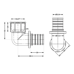 Кут натяжний Icma №1037 d16х2,2-1/2"В 851037ADBO05 №3