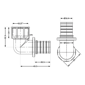 Угол натяжной Icma №1037 d20х2,8-1/2"В 851037ADGW05 №3