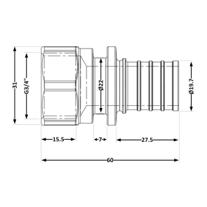 Перехідник під натяжну гільзу Icma №1033 d25х3,5-3/4"В 851033AEGX05 №2