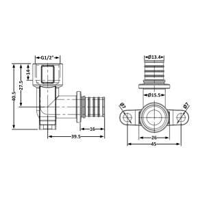 Кут натяжний Icma №1040 d16х2,2-1/2"В настінний 851040ADBO05 №4