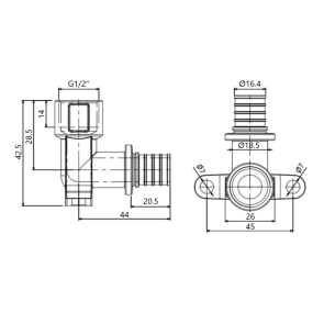 Кут натяжний Icma №1040 d20х2,8-1/2"В настінний 851040ADGW05 №2
