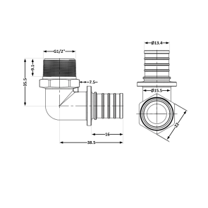 Кут натяжний Icma №1036 d16х2,2-1/2"З 851036ADBO05 №2