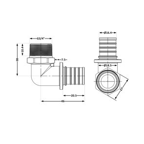 Угол натяжной Icma №1036 d20х2,8-3/4"С 851036AEGW05 №3
