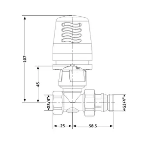 Кран радіаторний термостатичний Icma 3/4"ВЗ прямий №765+940 82765AE06940 №3