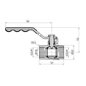 Кран кульовий SD Plus 3/4" ВР для газу (важіль) SD600NG20PN40 №2