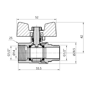 Кран шаровой Thermo Alliance Base 1/2" ВЗ для газа (бабочка) SD607G15 №2