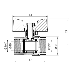 Кран шаровой Thermo Alliance Base 3/4" ВР для газа (бабочка) SD602G20 №2