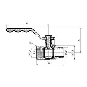Кран шаровой SD Plus 3/4" ВЗ для газа (рычаг) SD605G20 №2