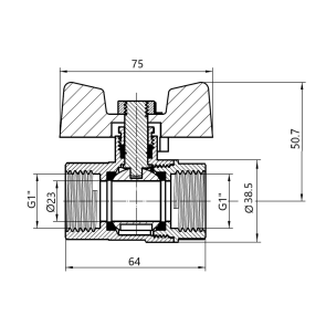 Кран шаровой Thermo Alliance Standart 1" ВР для газа (рычаг) SD600NG25PN40 №2