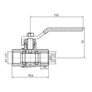 Кран кульовий SD Plus 1" 1/2 ВР для газу (важіль) SD600NG40PN40 №2