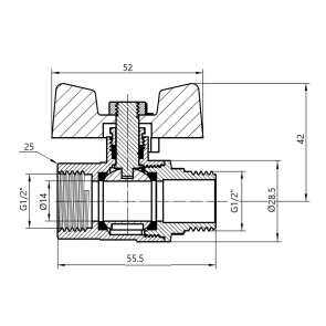 Кран кульовий Thermo Alliance Standart 1/2" ВЗ для газу (метелик) SD607NG15PN40 №2