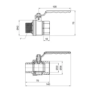 Кран шаровой Thermo Alliance Standart 1" ВЗ для газа (рычаг) SD605NG25PN40 №1