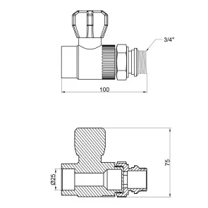 Кран кульовий радіаторний PPR Thermo Alliance 25х3/4" прямий №3