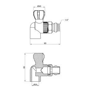 Кран кульовий радіаторний PPR Thermo Alliance 20х1/2" кутовий №2