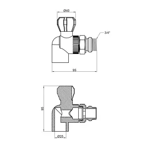 Кран кульовий радіаторний PPR Thermo Alliance 25х3/4" кутовий №3