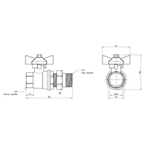 Кран кульовий "Американка" Thermo Alliance Standart прямий 3/4" ВЗ SD220W20 №6