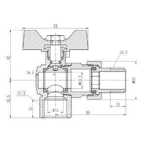 Кран шаровой "Американка" SD Forte 1/2 угловой SF221W15 №6
