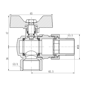 Кран шаровой "Американка" SD Forte 3/4" угловой SF221W20 №6