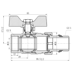 Кран шаровой "Американка" Thermo Alliance Forte 3/4" с антитечкой прямой SF222W20 №6