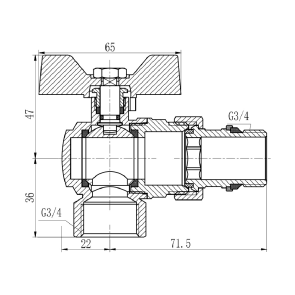 Кран шаровой "Американка" Thermo Alliance Forte 3/4" с антипротеканием угловой SF223W20 №6