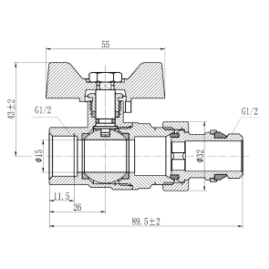 Кран шаровой "Американка" Thermo Alliance Forte 1/2" с антитечкой прямой SF222W15 №9
