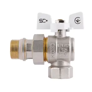 Кран шаровой Thermo Alliance Standart из Америки. (конус) антипротекание угловая бабочка латун. никелир. 3/4"зв PN40 SD901NW20PN40 №8