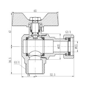 Кран шаровый с накидной гайкой Thermo Alliance Forte 3/4" УЗ для воды угловой SF224W20 №10
